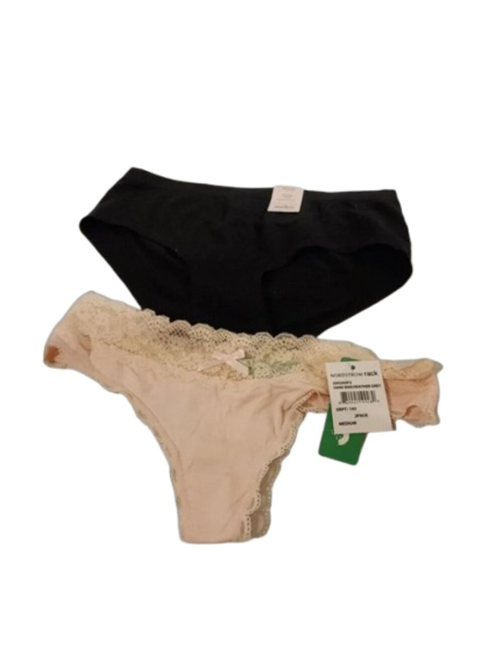 NWT Panty Medium Black Hipster & Sand Lace Thong